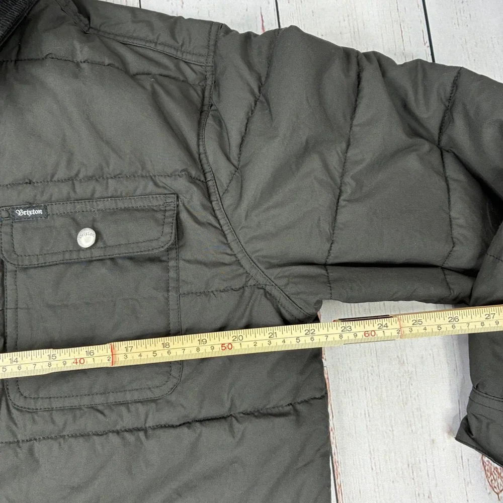 Brixton Mens Quilted Shirt Jacket Corduroy Collar Snap Front Black Large
